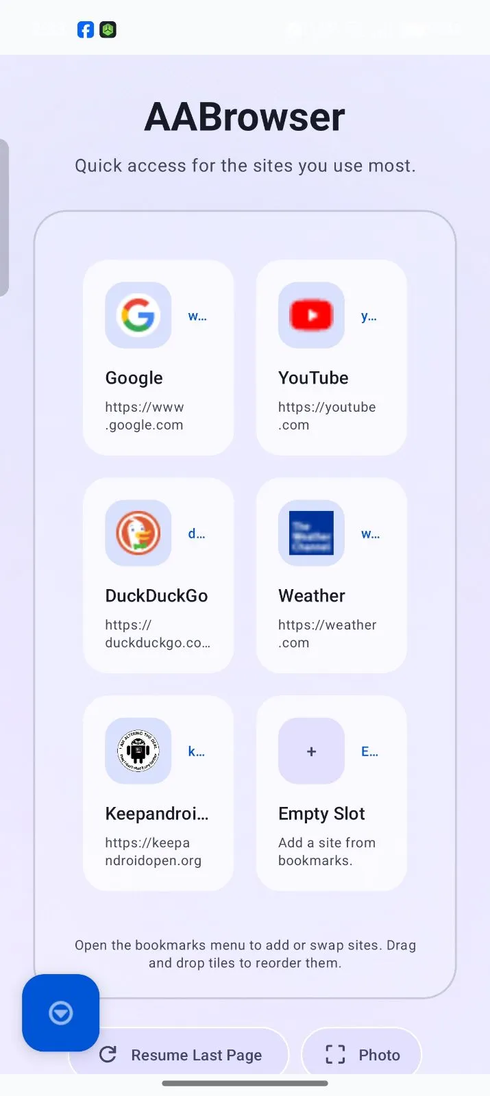 AABrowser APK download screen